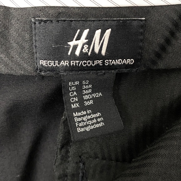H&M Dress Pants Mens 36 Regular Fit Black Flat Front Straight Leg Trousers - Picture 13 of 14